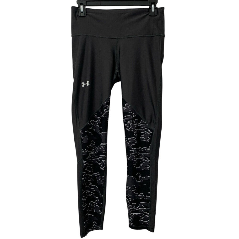 Under Armour Womens HeatGear Compression Leggings Black Gray Patterned MD M M